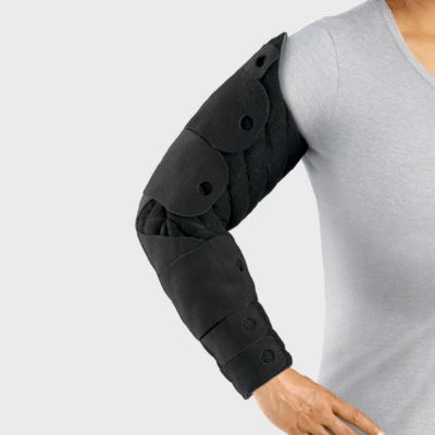 Arm wearing L&R Solaris wrap for arm lymphedema