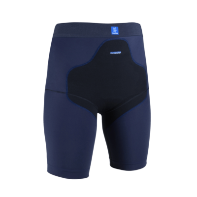 white backgroun, navy and black compression short for females