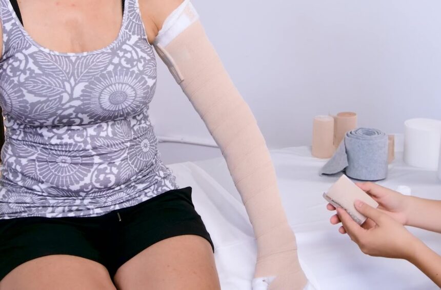 Compression therapy on the arm.