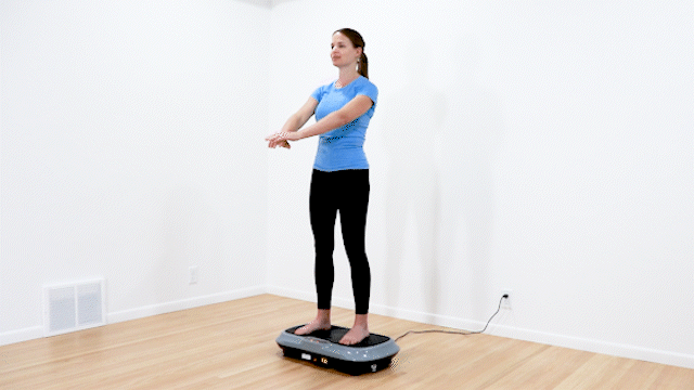 Lymphatic specialist demonstrating benefits of vibration plates.