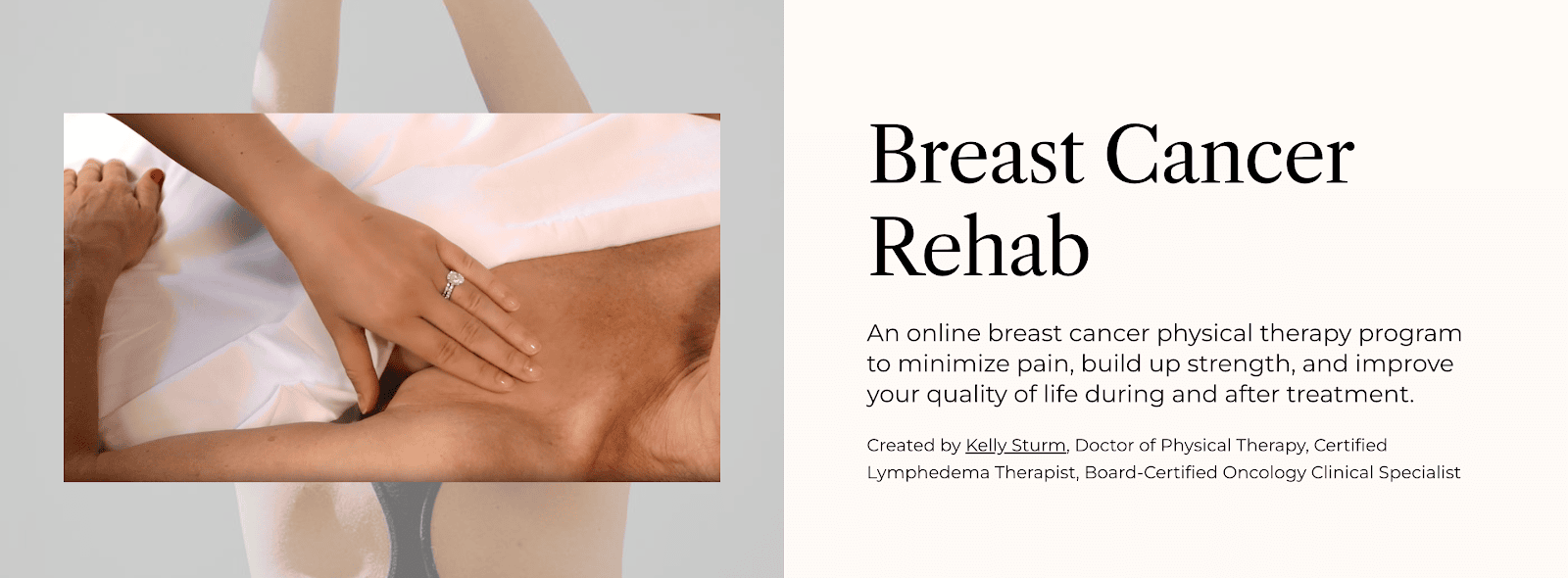 Breast Cancer Rehab is an online physical therapy program that can help after lumpectomy or a mastectomy.