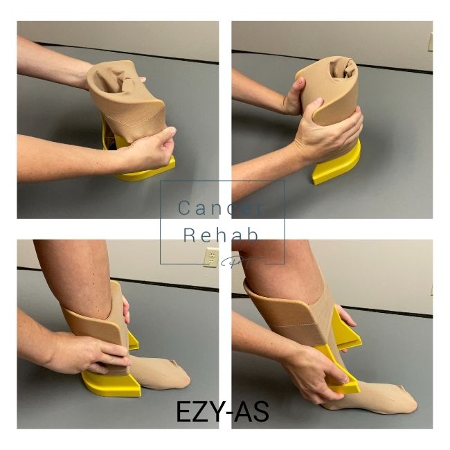 putting on a compression sock with EZY-AS Donner