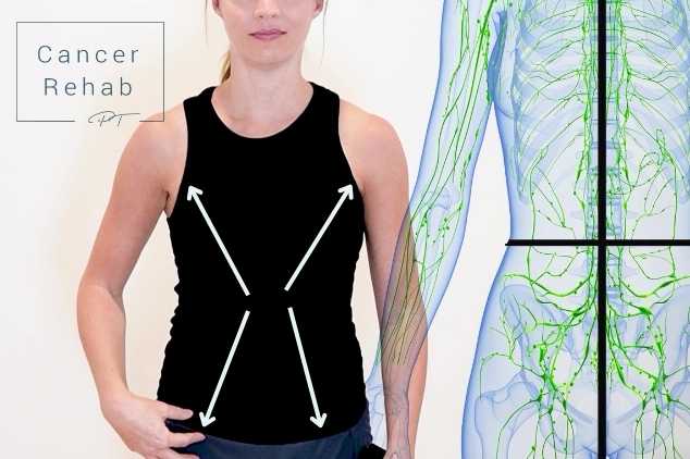 A diagram depicting the four quadrants of the body and the correct direction for dry brushing.