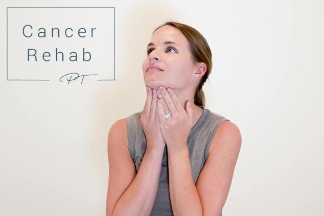 A woman using her hands to massage fluid from her chin and lips.