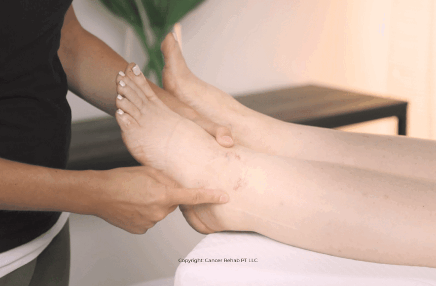 Swollen ankles from lymphedema