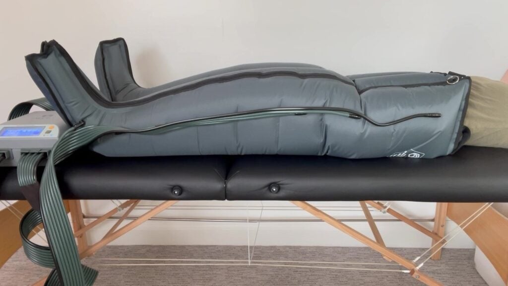 What a lymphedema pump looks like. 